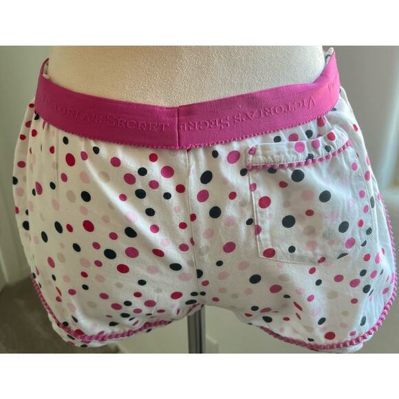 Victoria's Secret Long Sleeve White Pink Black Dots Cotton Pajama Shorts Set S - Picture 11 of 14